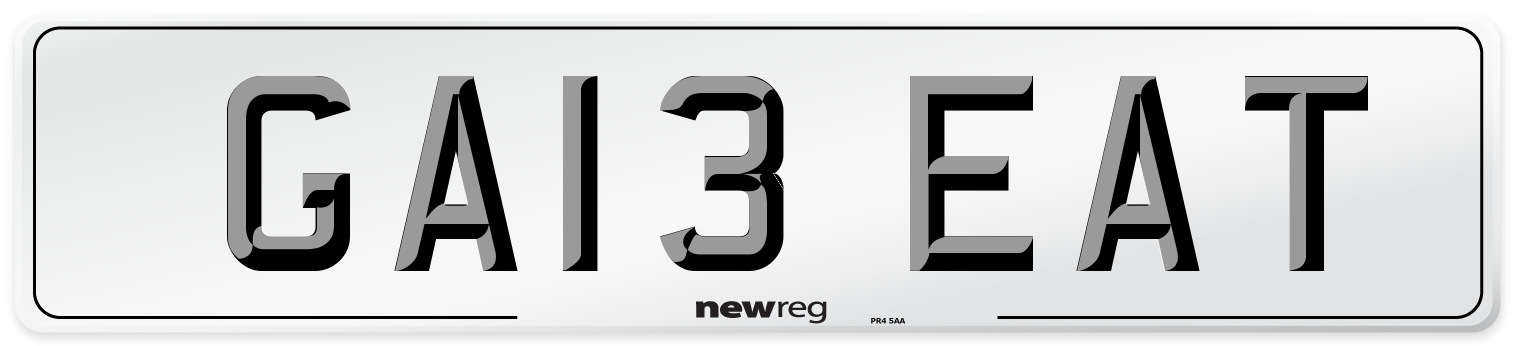 GA13 EAT Number Plate from New Reg